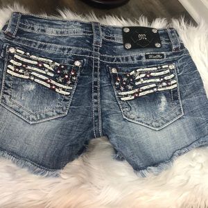 Miss Me American Flag Patriotic Signature Shorts